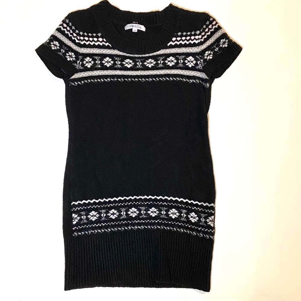 Miracle City Blk/Gry Short Sleeve SweaterDress M/L